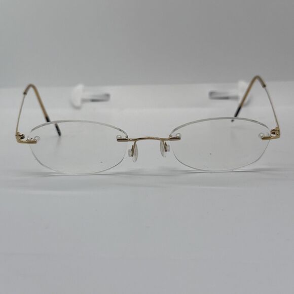 Marchon Airlock 2 760/9 50 Gold Rimless Eyeglasses Frames 49-21 135 FRAMES ONLY - Picture 2 of 9